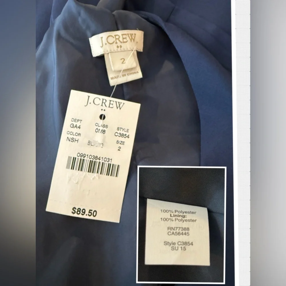 J.Crew Navy Sleeveless Twist Back Shift Dress Size 2 NWT